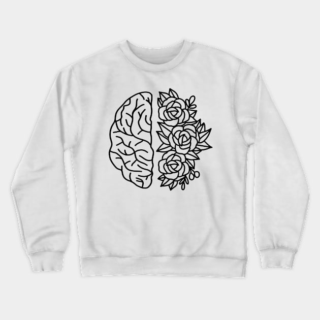 Floral Brain. Mental Health Crewneck Sweatshirt by Satic